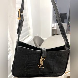Black shoulder purse with crocodile embossed finish. Never worn.